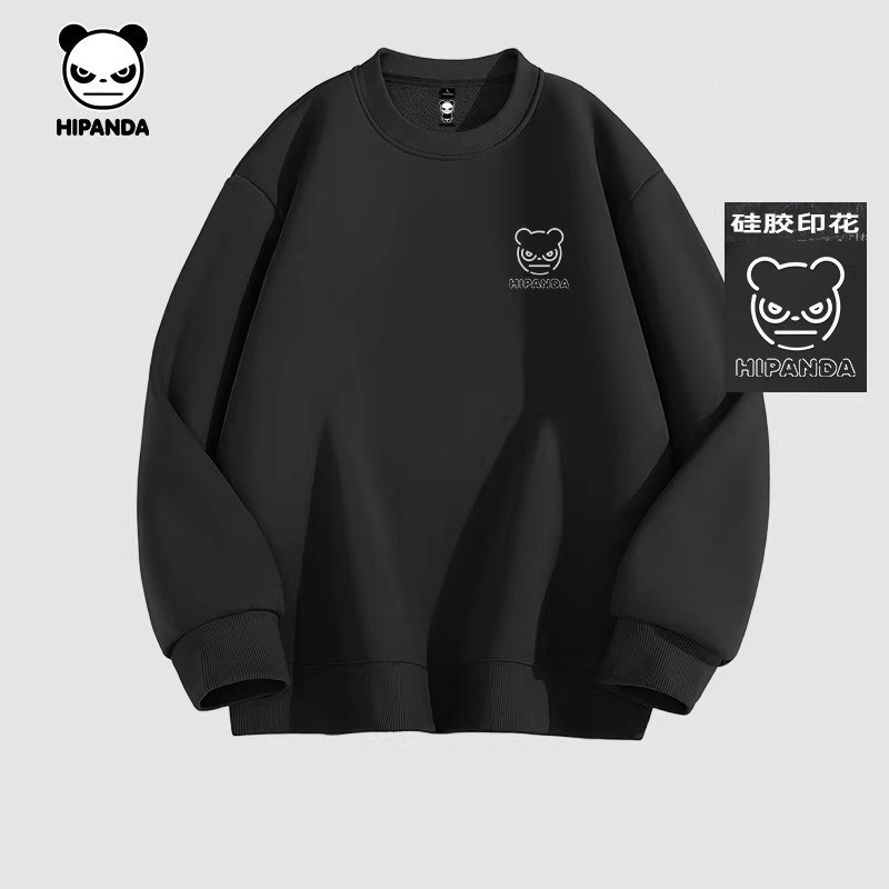 Hipanda你好熊猫潮牌美式宽松圆领卫衣男女2026春季新款套头上衣