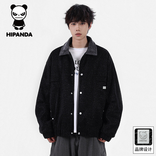 HiPanda你好熊猫秋冬新款重磅灯芯绒翻领夹克男士潮牌宽松外套GH