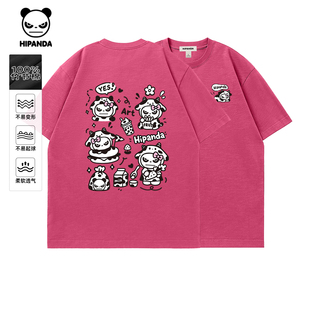体恤C T恤2025夏新款 Hipanda你好熊猫个性 小众竹节棉情侣潮牌短袖