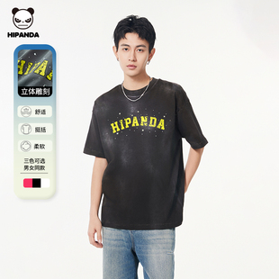 体恤 新款 Hipanda你好熊猫废土风纯棉怀旧复古短袖 情侣T恤2025夏季