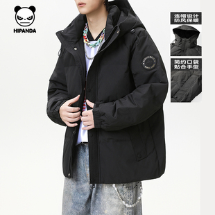 Hipanda你好熊猫潮牌时尚个性户外风保暖羽绒服男女2025冬季新款