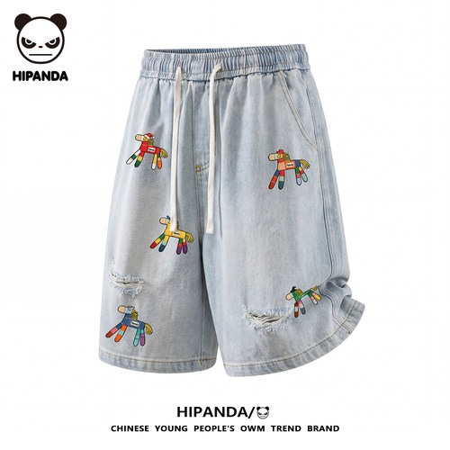 HiPanda夏季薄款牛仔短裤男士