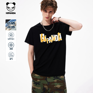 Hipanda你好熊猫冰丝防晒凉感设计感胶带短袖 体恤C T恤2025夏新款
