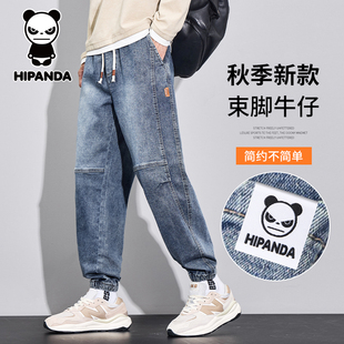 HiPanda你好熊猫秋冬季牛仔裤男士2025新款宽松束脚潮牌男裤子GH