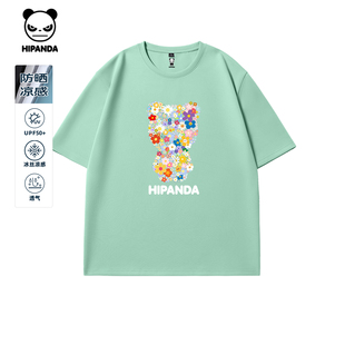 新款 Hipanda你好熊猫清新复古凉感防晒潮牌情侣短袖 T恤2025夏季
