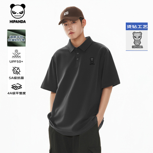 新款 Hipanda你好熊猫美式 男2025夏季 短袖 迪桑平纹防晒抗菌POLO衫