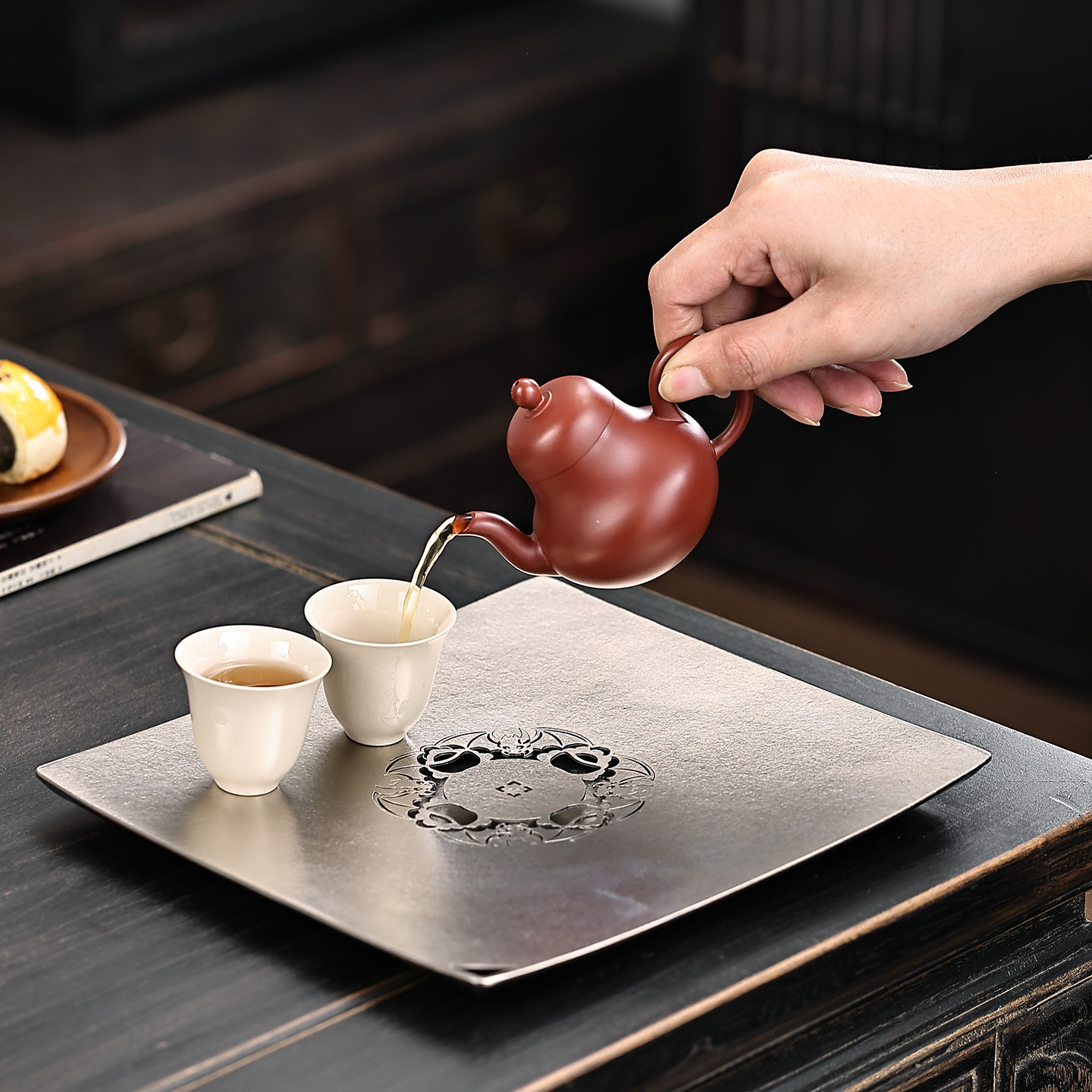 纯钛茶盘干泡茶台功夫茶具家用泡茶紫砂壶承壶托泡茶极简茶桌器皿