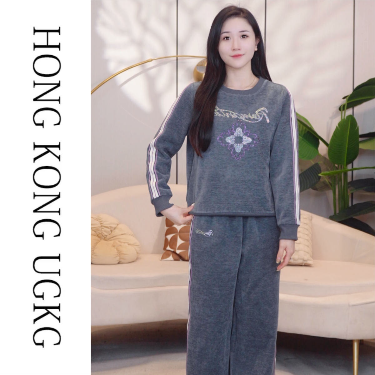 香港UGKG 时尚洋气贵夫人运动套装女士中老年妈妈高端品牌两件套