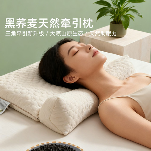 南方寝饰荞麦枕头成人牵引枕护颈锥助睡眠枕大凉山黑苦荞皮壳枕芯