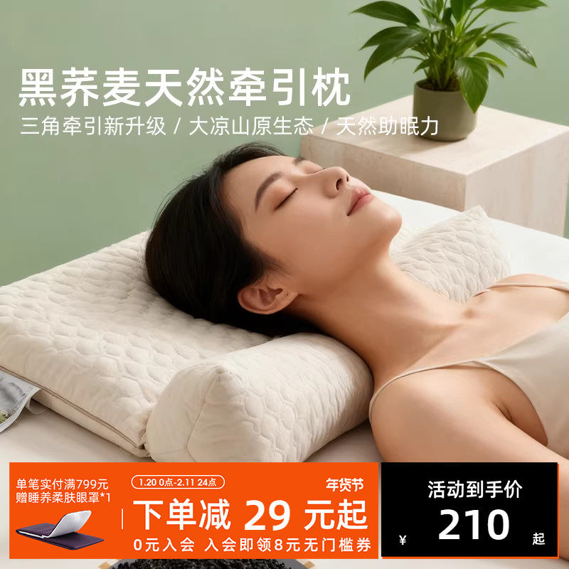 南方寝饰荞麦枕头成人牵引枕护颈锥助睡眠枕大凉山黑苦荞皮壳枕芯,床上用品,花草枕,淘宝优惠券,粉丝福利购,淘宝优惠卷