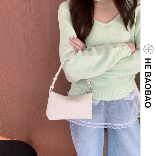 HEBAOBAO×HEJMASI真皮小包新款单肩斜挎hobo手拎饺子手机女包