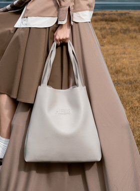 HEBAOBAO原创设计牛皮托特包大容量真皮单肩百搭通勤女包放电脑