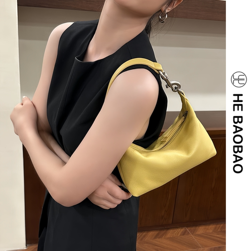 HEBAOBAO新品真皮小包新款牛皮单肩斜挎饭盒云朵手拎饺子包