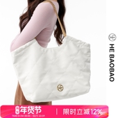 HEBAOBAO官方女包软皮包大容量华夫托特包香风菱格链条单肩小c