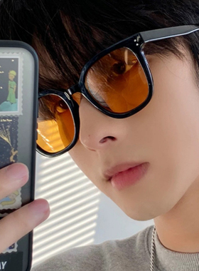 墨镜女大脸板材黑框日落茶色款