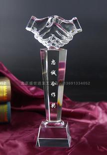 2022握手水晶奖杯奖牌大拇指五角星比赛奖牌授权牌现货定制定做