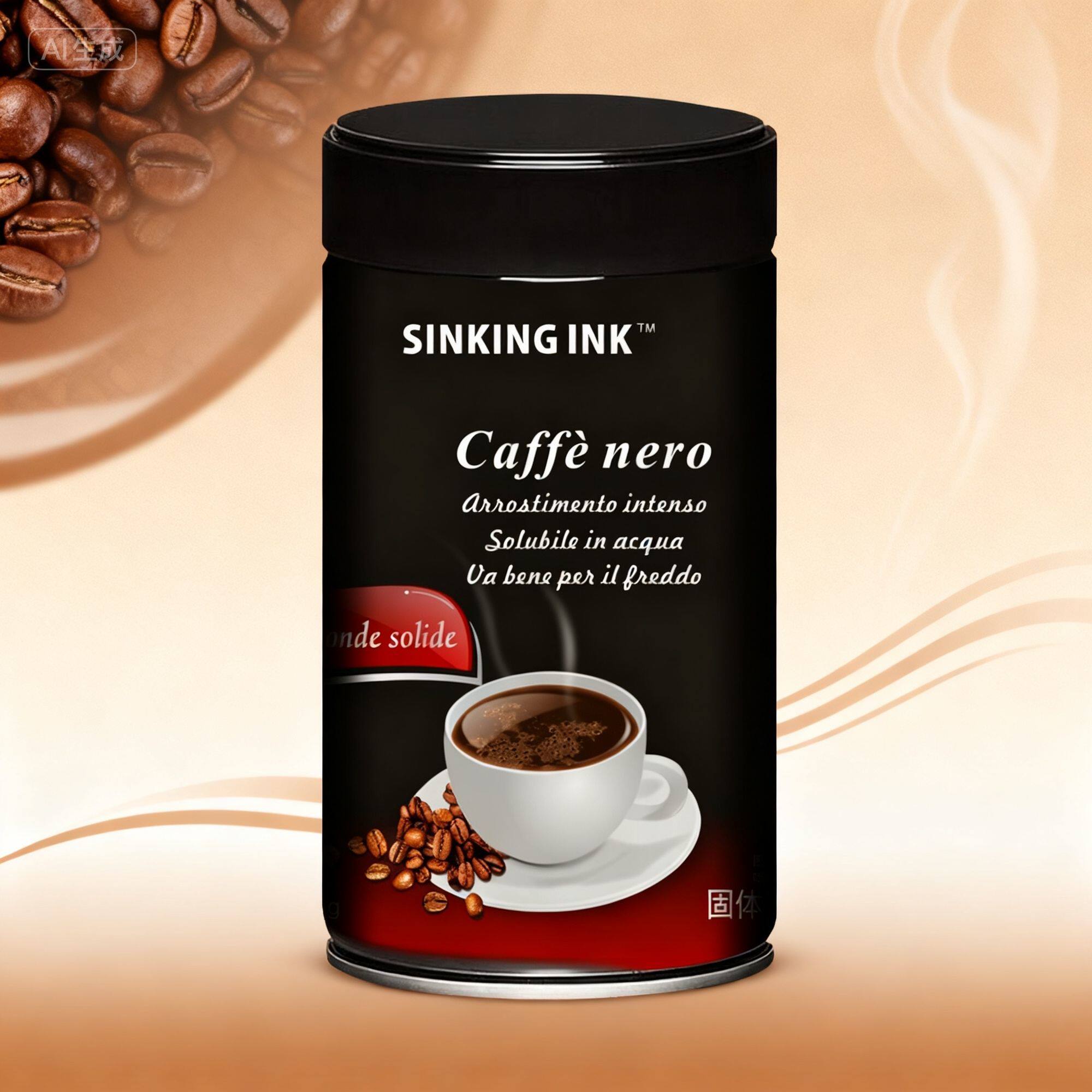 意大利原装进口速溶美式咖啡纯苦纯黑提神铁罐装380克送咖啡1支