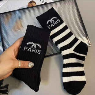 超好看 纯棉袜子黑色系烫钻饰品洋气轻奢外穿高级感好看 wawa新款
