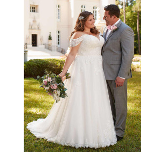 轻主婚纱卡肩大码 Bridal 新娘Plus Wedding Dresses Size 法式