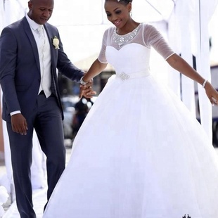 法式 重工 Wedding 主婚纱2022新款 Bridal 长袖 Gown Dresses 泡泡袖