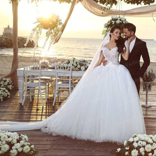 Wedding Dresses Ball mariée robe Gown Tulle Lace Tiered