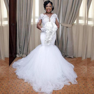 Bridal 新娘镂空蕾丝长袖 Gown Wedding Dress 鱼尾婚纱定制MN