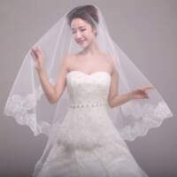 蕾丝花边婚庆新娘 结婚礼服头纱 单层蕾丝密花边Lace Veil T002 thumbnail 4