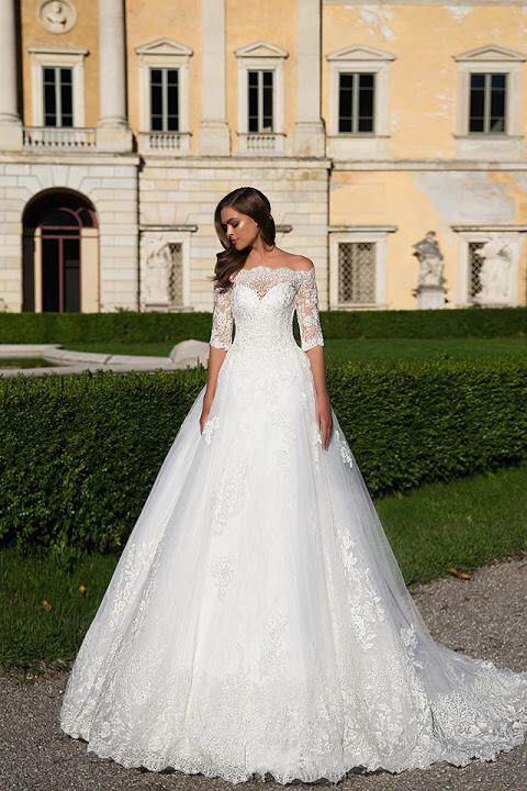 经典A字型抖音同款半袖蕾丝新娘婚纱Lace Wedding Dresses 2020