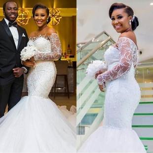 礼服定做新娘 Bridal Custom Gown Dress Wedding 主婚纱鱼尾长袖