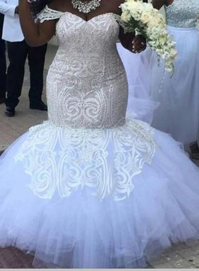 复古包邮定制缎面新娘拖尾结婚礼服 Wedding Gown Bridal Dresses