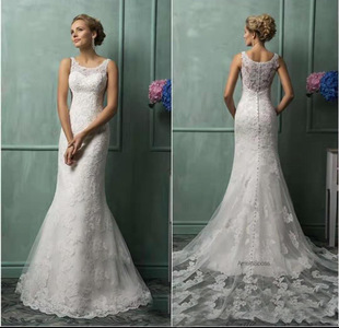 Bridal 婚纱长袖 Gown Wedding Dress 蕾丝缎子婚纱新娘礼服Custom