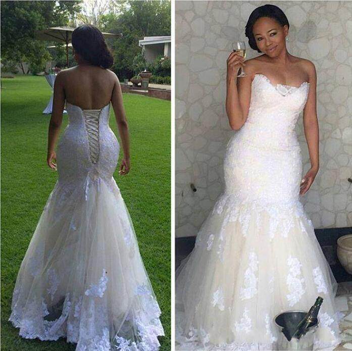 新娘婚纱礼服韩式抹胸长绑带 Wedding Gown Bridal Dresses 2018