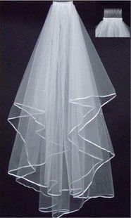 韩式双层简约短款拍照结婚婚纱头纱白色Wedding Veil