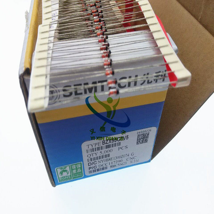 ST先科玻璃稳压二极管BZX55C7V5 7.5V DO-35编带进口芯片100个5元