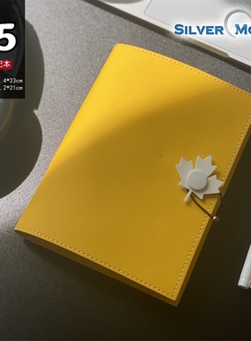 SilverMoon银月高颜值本子简约a5活页笔记本文艺精致日记本厚少女心可爱手帐本无格软皮