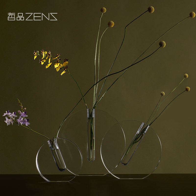 哲品水中月花器压克力欧式仿透明插花花瓶客厅家居装饰品家居