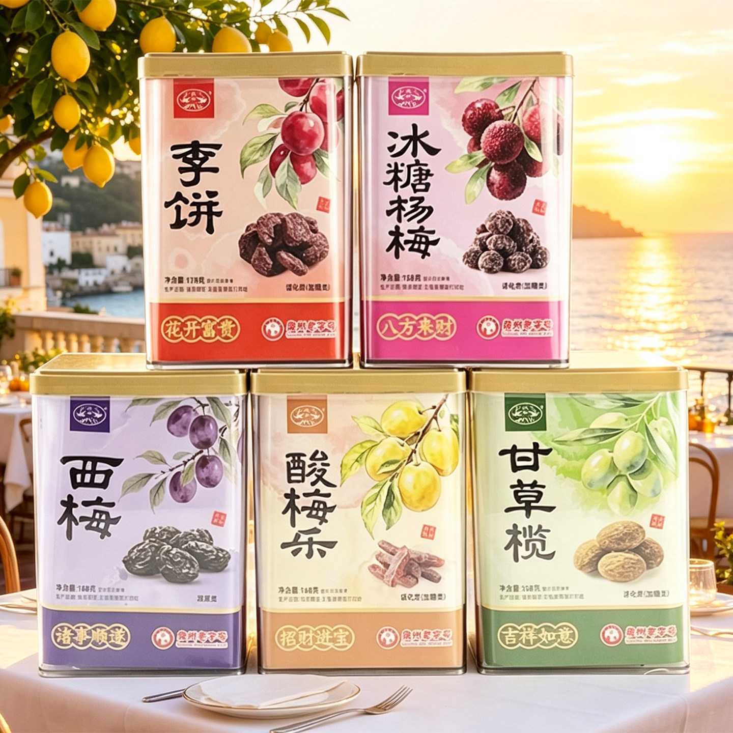 凤山蜜饯盒装多口味冰糖杨梅李饼西梅酸梅乐甘草榄蜜饯果干果脯