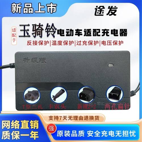 玉骑铃麒麟电动车充电器60V20AH72V30AH80V84V40AH96V50AH两孔2+2