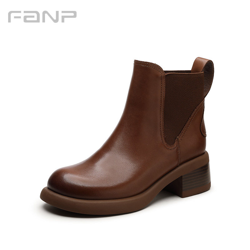 BLACK BROWN BLOCK HEEL HIGH HEEL CHELSEA BOOTS WOMENS BRITISH BOOTS WOMENS LEATHER ELASTIC BOOTS WOMENS WINTER FLEECE