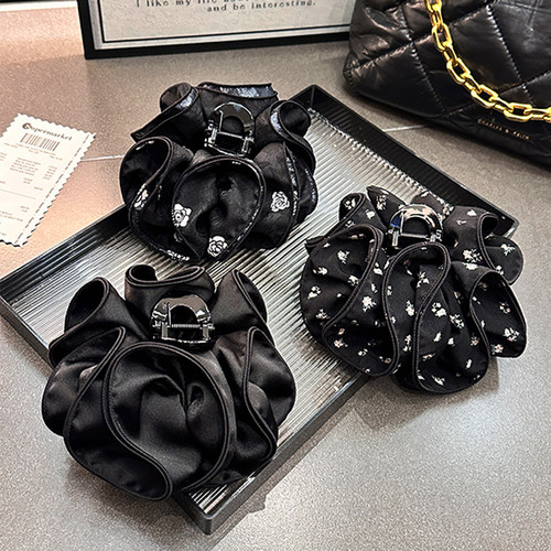 韩系温柔风云朵抓夹女后脑勺鲨鱼夹发卡高级感黑色大号盘发夹发抓