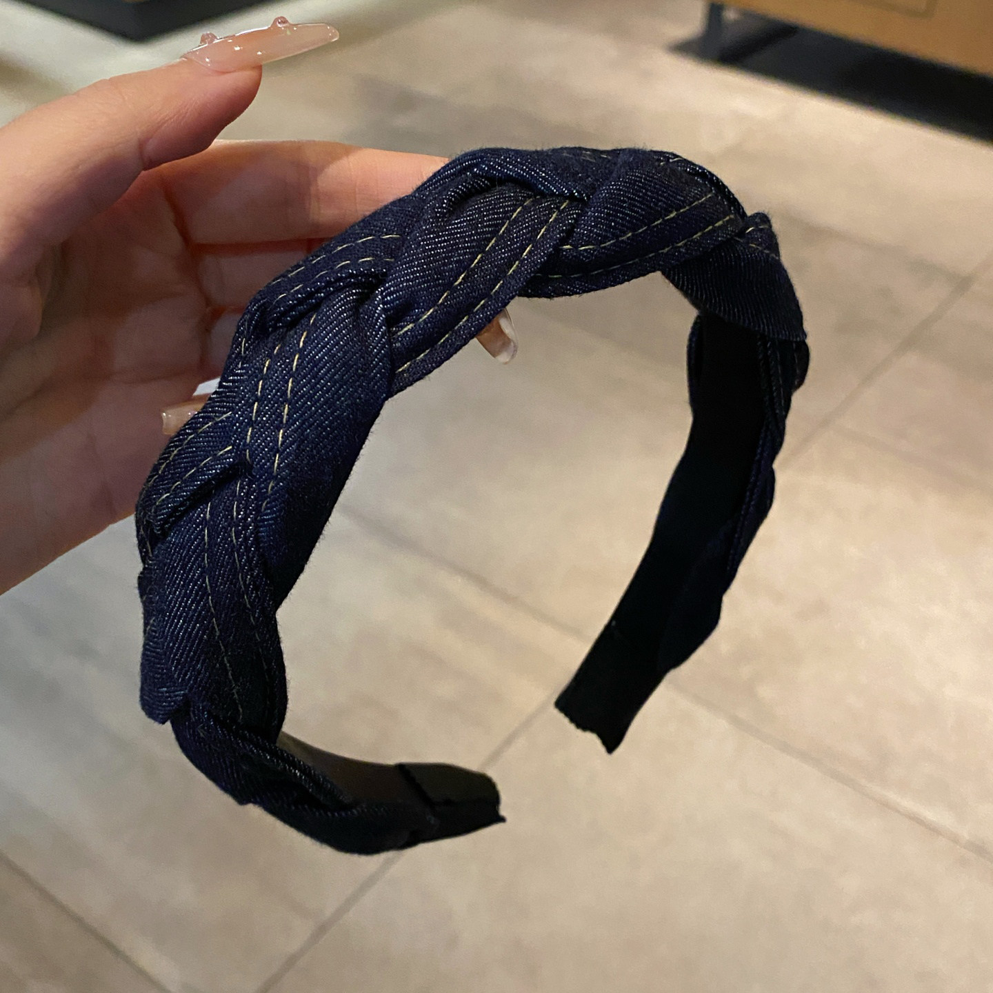 韩系复古编织发箍女高级感气质百搭时尚牛仔宽边压发头箍新款发饰