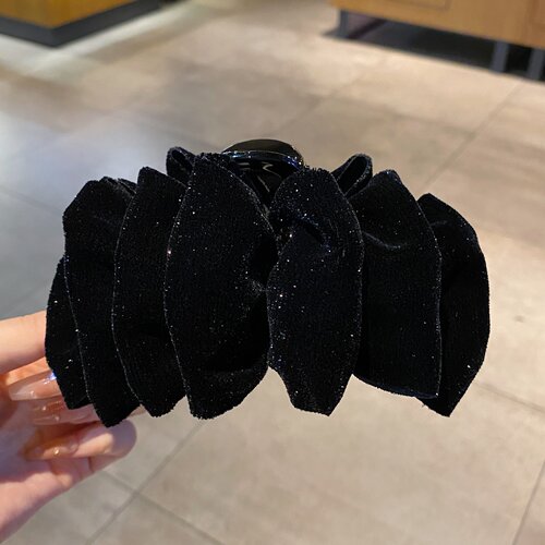 优雅黑丝绒泡泡抓夹发饰