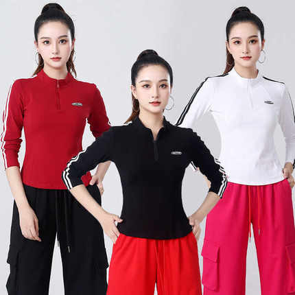 春秋新款广场舞服装运动长袖立领上衣女跳健身操舞蹈衣服杨丽萍女
