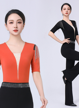 2025夏新款高端形体服女艺考套装莫代尔上衣导师礼仪培训舞蹈衣服