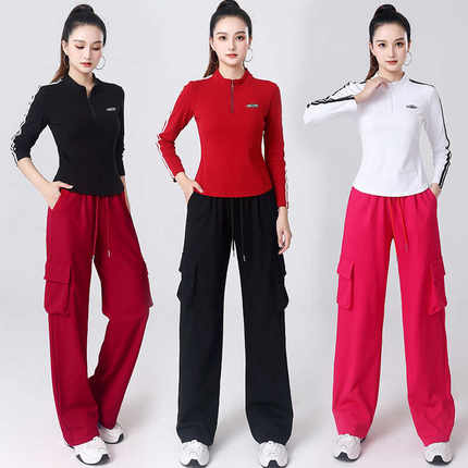 广场舞服装新款长袖工装裤鬼步舞运动时尚套装跳操健身舞蹈衣服女