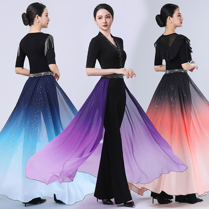 形体训练服装高端新品流苏走秀飘沙衣服优雅练功服上衣腰沙巾腰带