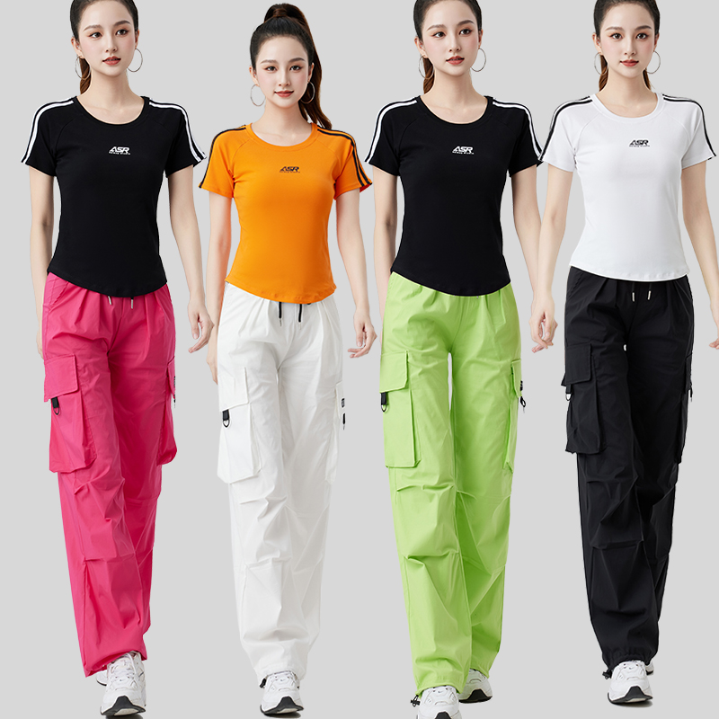 冰爽透气广场舞运动服装短袖上衣