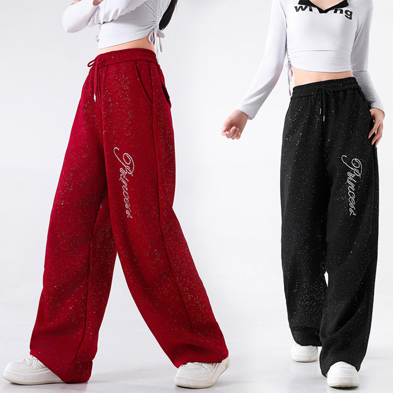 2025新款广场舞服装烫钻亮片阔腿裤女宽松慵懒舞蹈裤休闲运动长裤,运动/瑜伽/健身/球迷用品,广场舞裤,淘宝优惠券,粉丝福利购,淘宝优惠卷