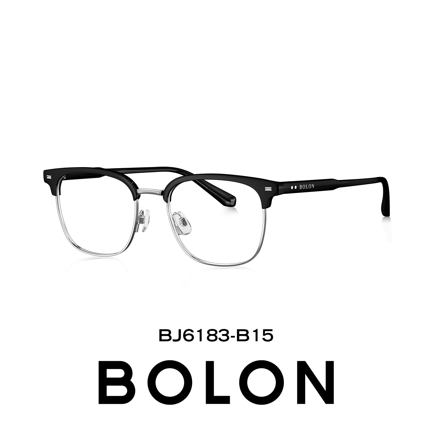 BOLON暴龙眼镜 近视眼镜框D型眉架光学镜软弹不锈钢腿套BJ6