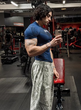 独家 Youngla升级款男女同款 运动健身无缝高弹修身短袖4041